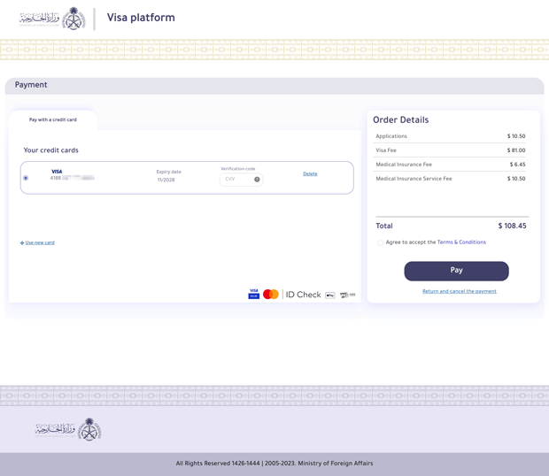 Carga de datos tarjeta de crédito y pago - Payment